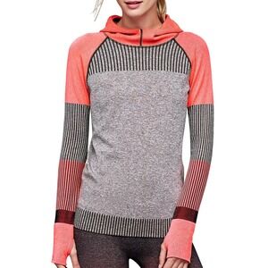 GapFit Womens Orange Gray Workout Long Sleeve Pullover Shirt Size S Thumb Holes!